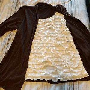 Attached tank/cardigan shirt